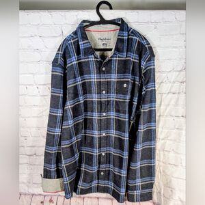 Flag And Anthem Blue And Black Plaid Button-Up Shirt Men's NWT XXL